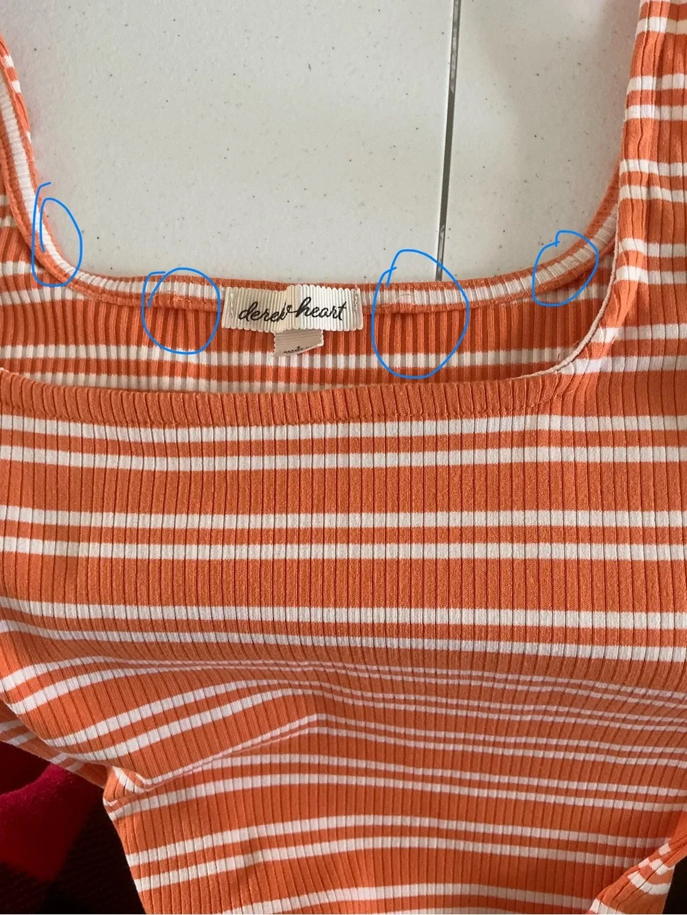Derek Heart Striped Ribbed Bodycon Tank Dress Orange White Casual Mini Size S